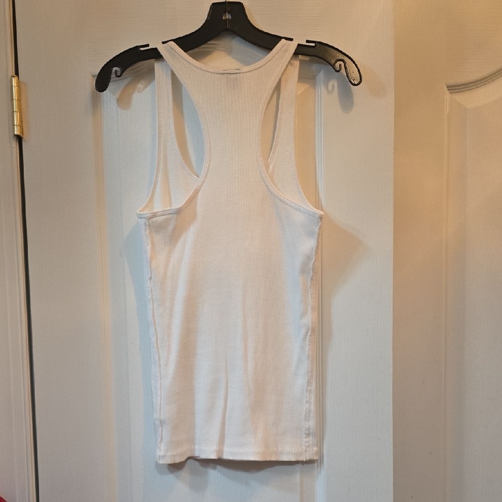 White Ribbed Tank Top - Picture 6 of 9